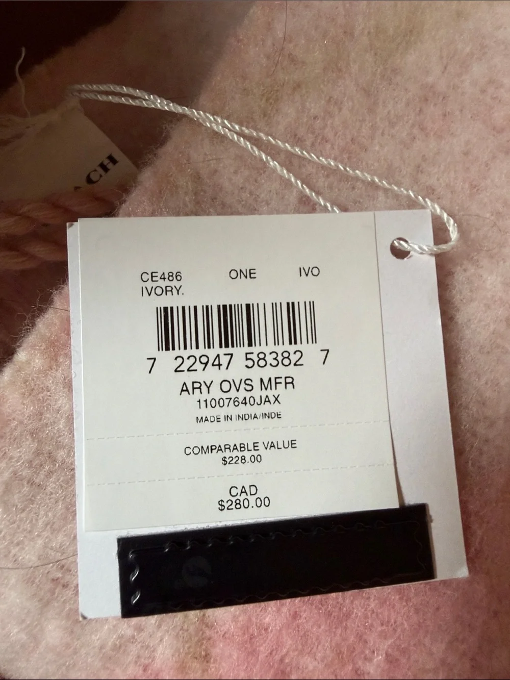 Coach Pink and Cream Argyle Diamond Throw with Subtle Logo